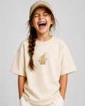 Floral Bunny Embroidered 250 GSM Organic Cotton T shirt | Adults and Kids Matching Set