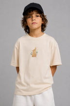 Floral Bunny Embroidered 250 GSM Organic Cotton T shirt | Adults and Kids Matching Set