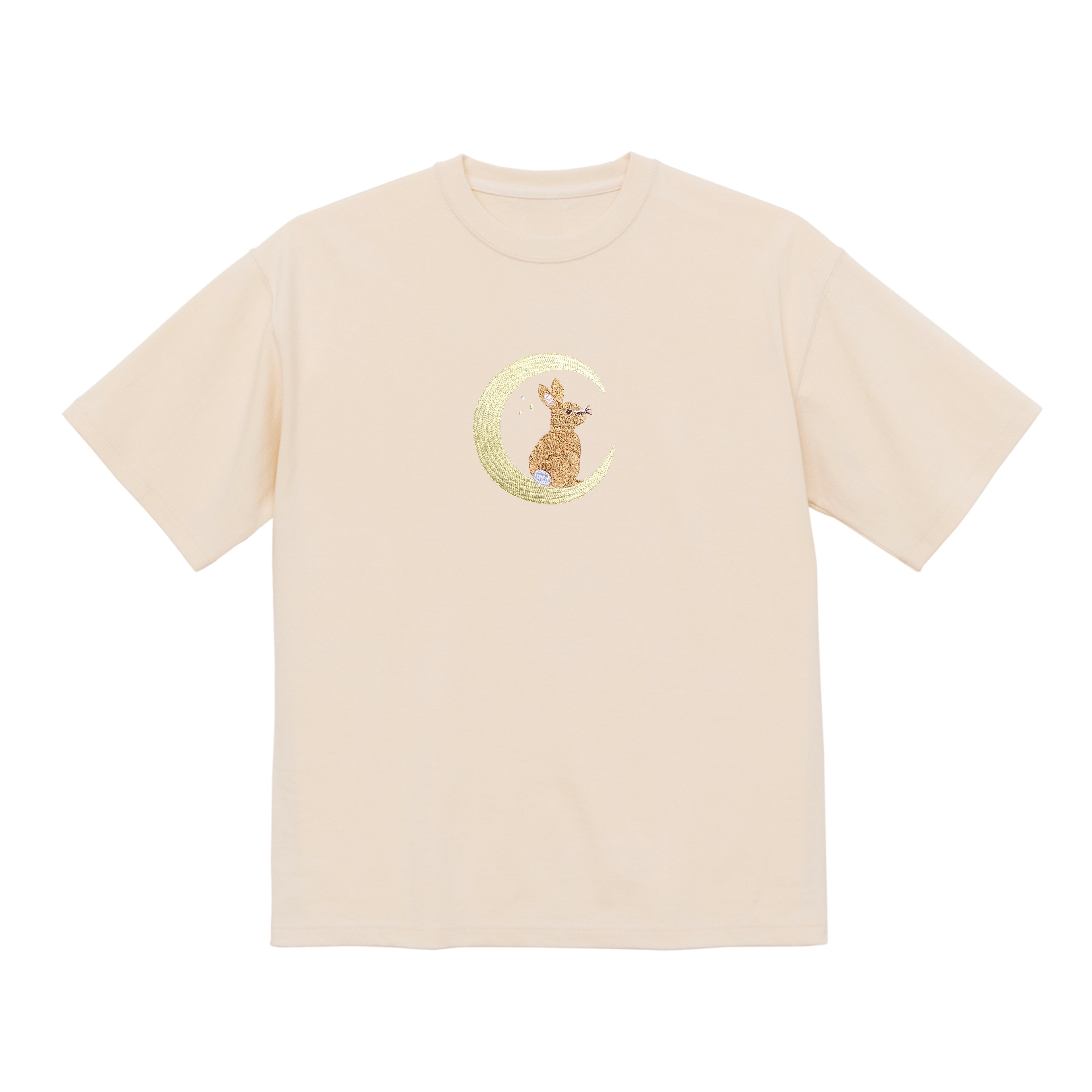 Moonlight Bunny Embroidered 250 GSM Organic Cotton T shirt | Adults and Kids Matching Set