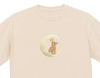 Moonlight Bunny Embroidered 250 GSM Organic Cotton T shirt | Adults and Kids Matching Set