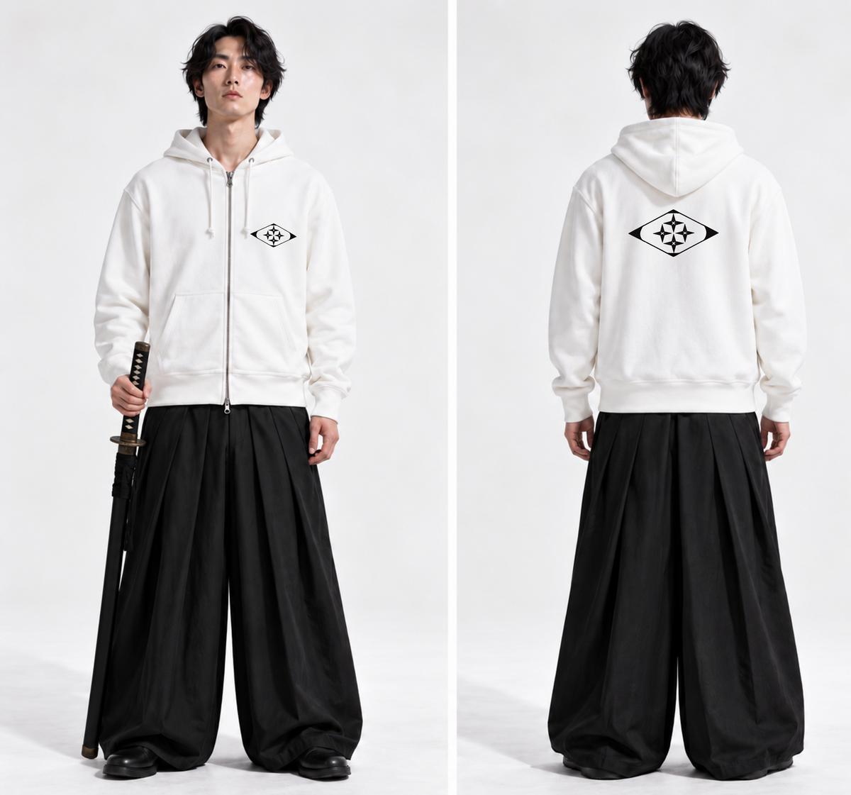 Moletom Branco Bordado da Guarda Real da Divisão Zero de Bleach TYBW Thousand-Year Blood War