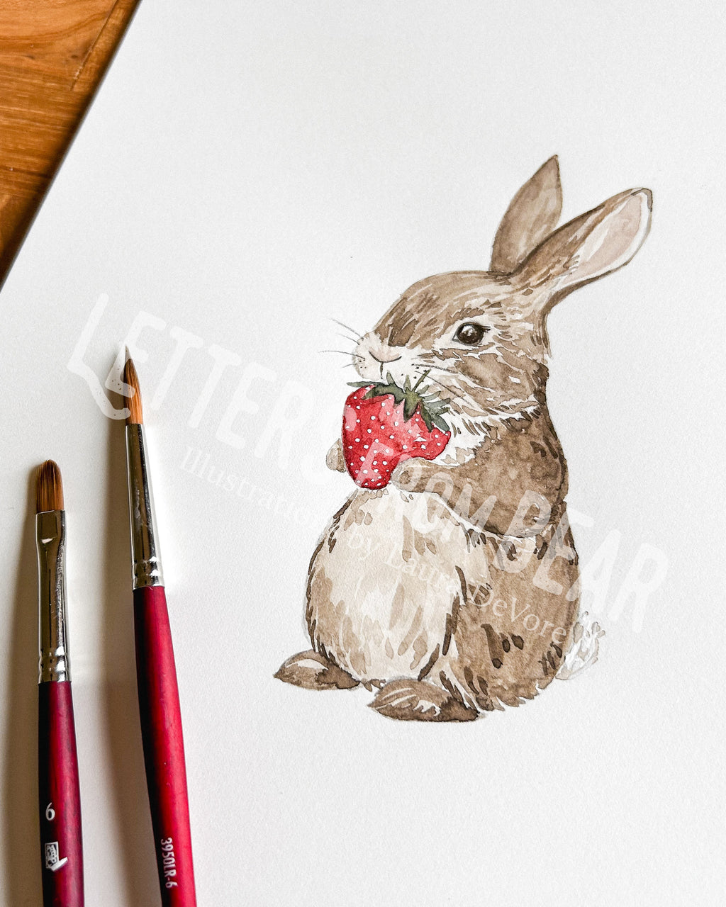 Bunny and Strawberry Embroidered 450GSM Heavyweight Pullover Hoodie Sweatshirt