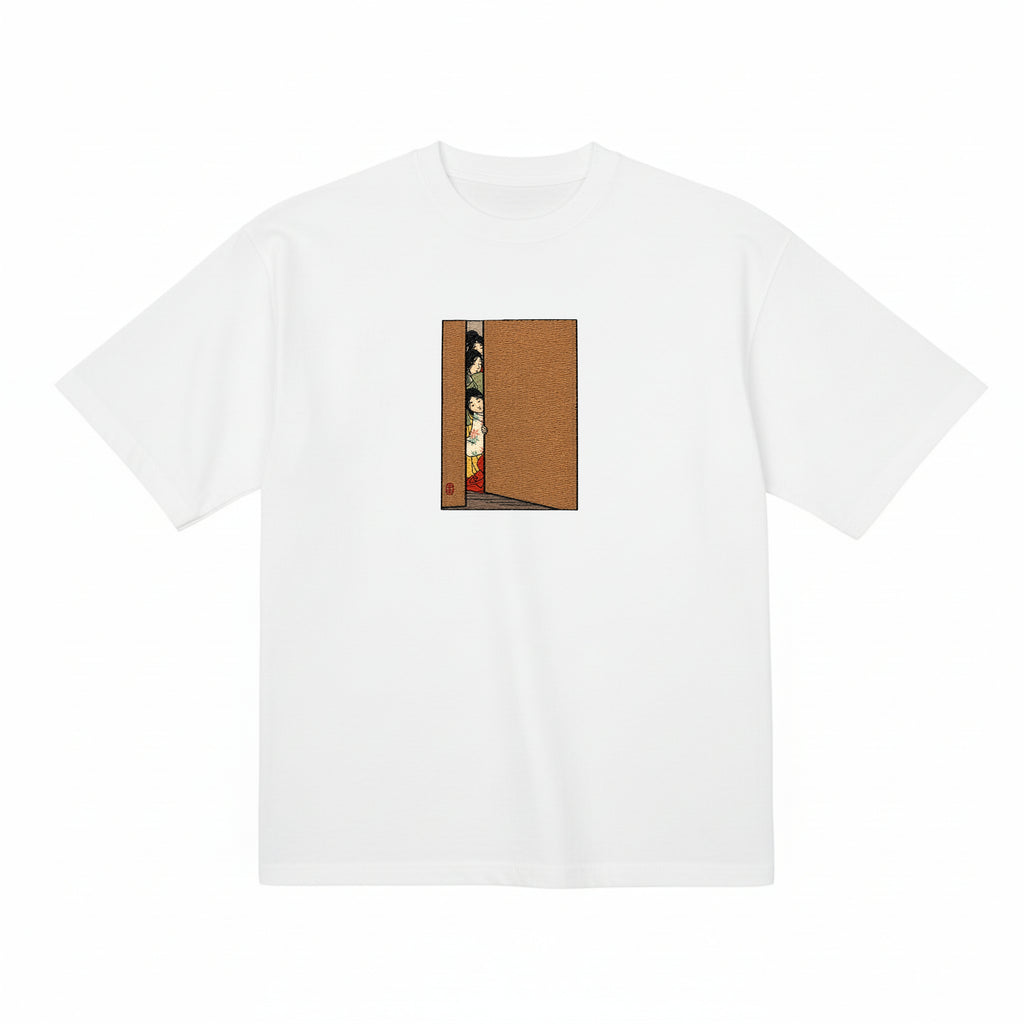 Vintage Japanese Ukiyo-e Women Embroidery Organic Cotton T-Shirt