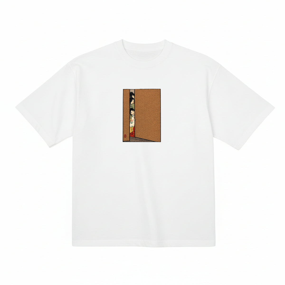Vintage Japanese Ukiyo-e Women Embroidery Organic Cotton T-Shirt