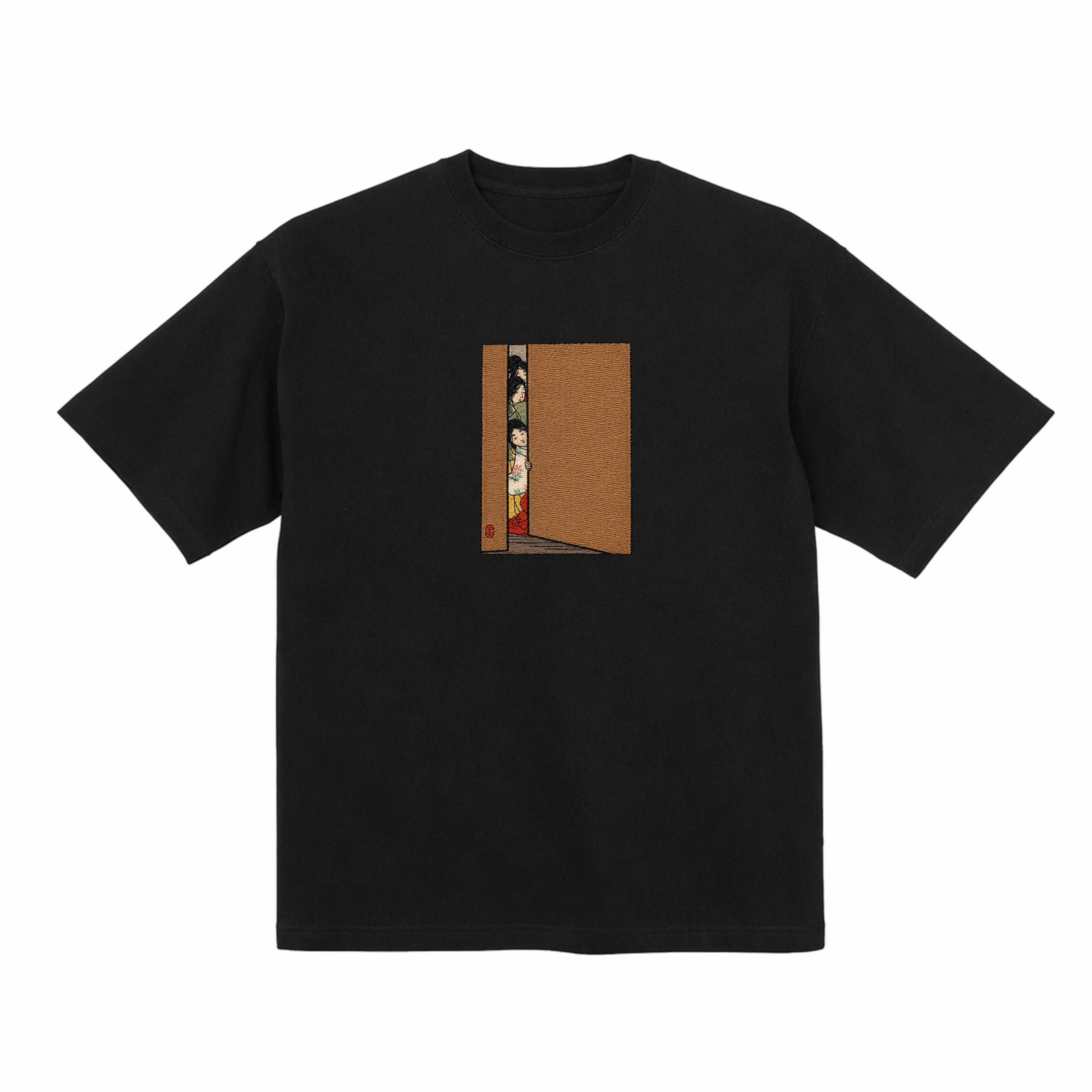 Vintage Japanese Ukiyo-e Women Embroidery Organic Cotton T-Shirt