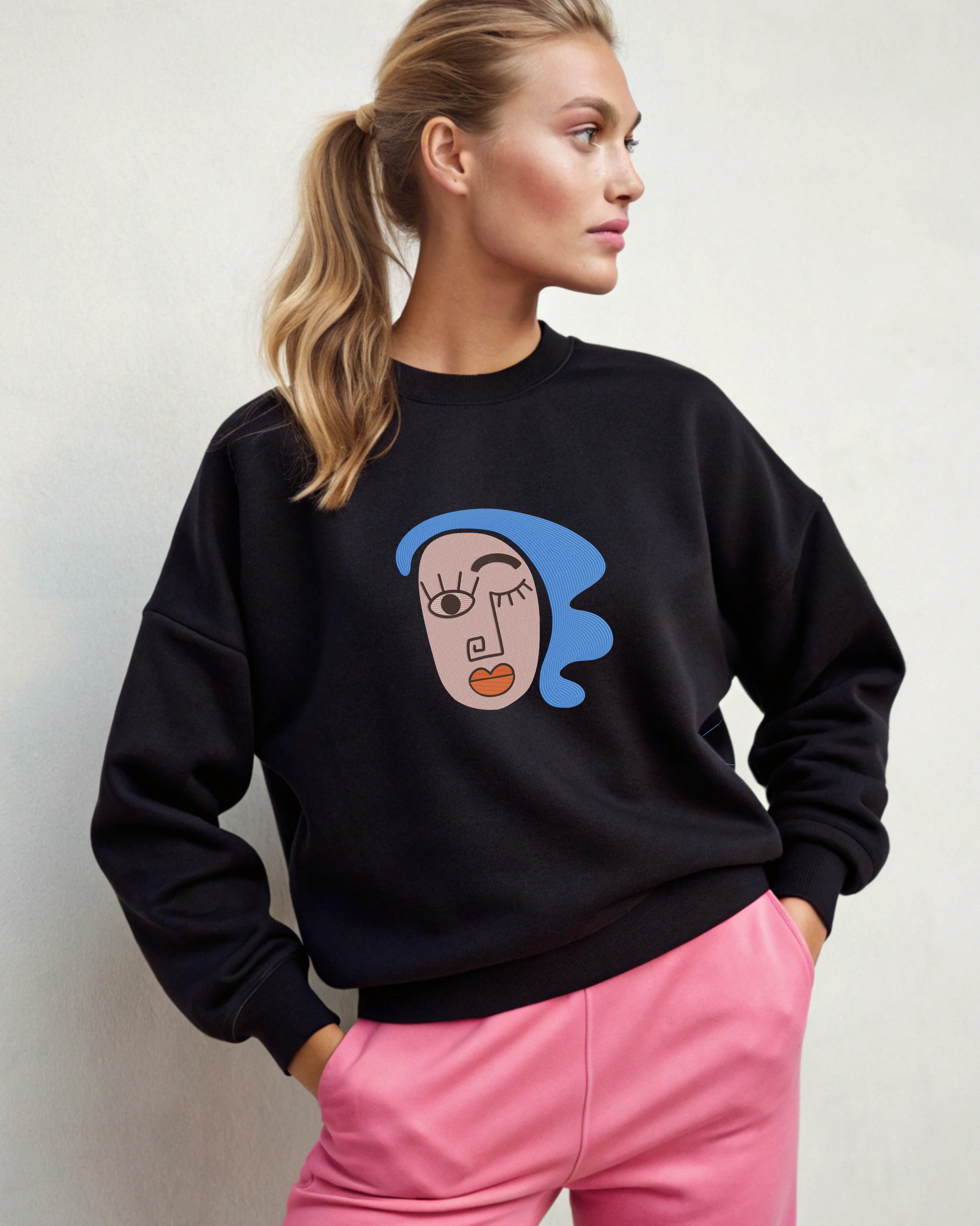 Artistic Indian Abstract Face Illustration  Embroidery Hoodie | Sweatshirt | T-shirt