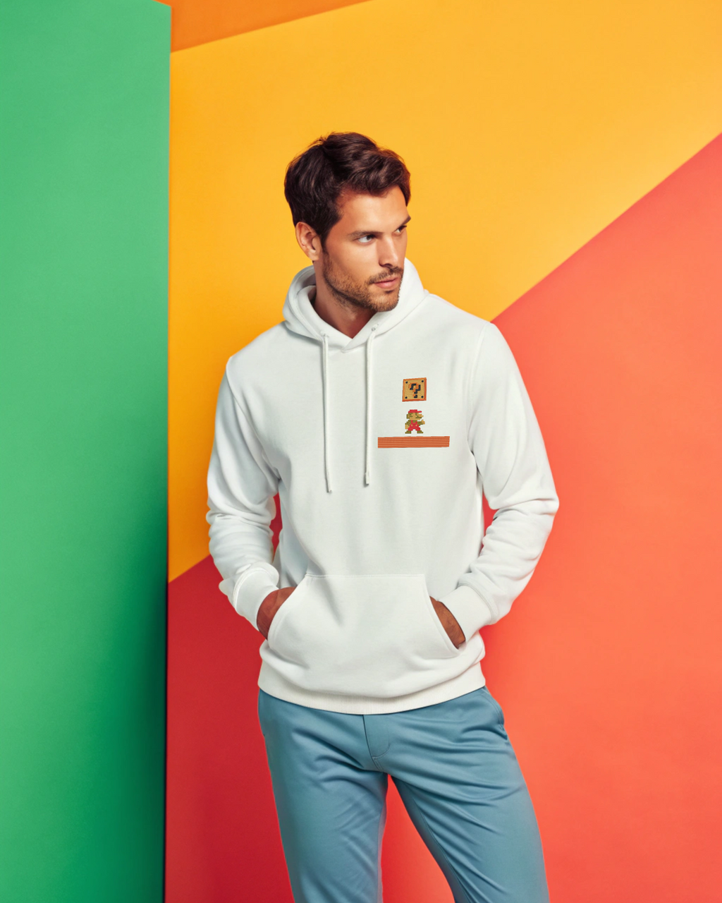 Sudadera con capucha bordada de Super Mario Pixel Art | Sudadera | Camiseta