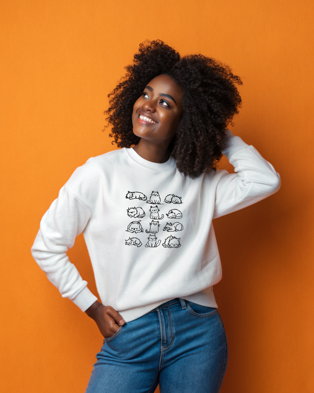 遊び心のある子猫の刺繍パーカー | スウェットシャツ | Tシャツ