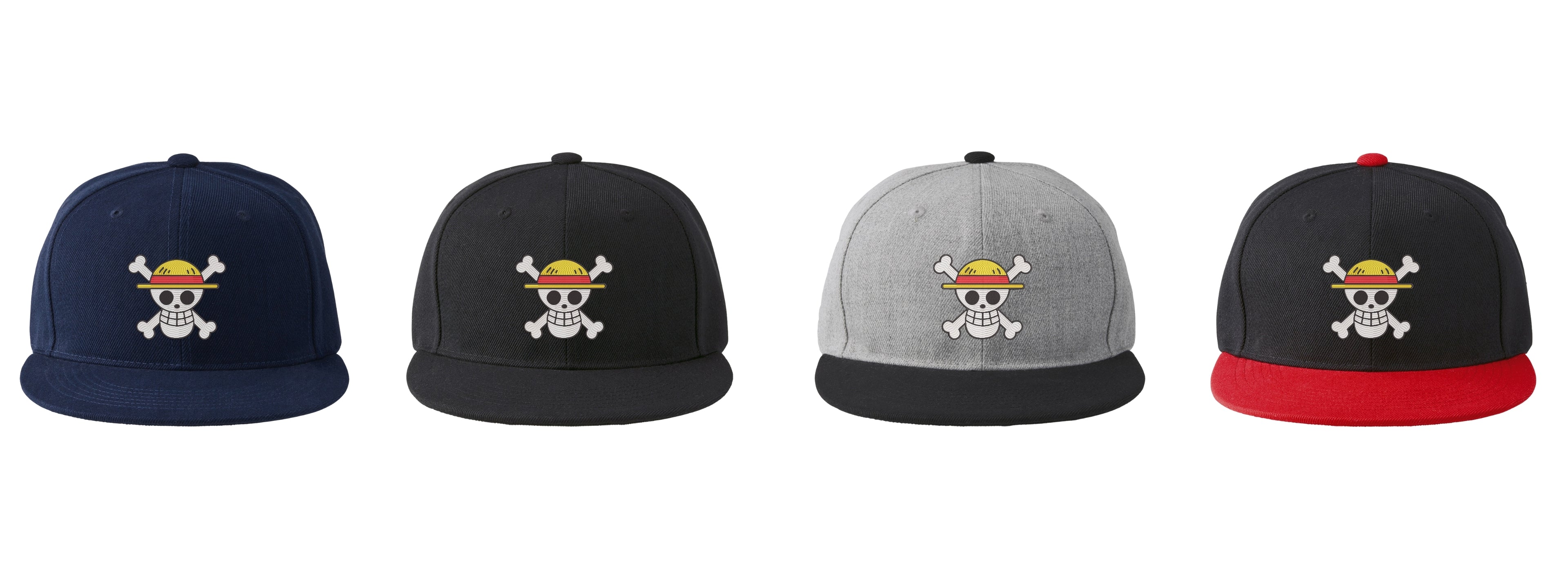 One Piece Straw Hat Pirates Embroidered Flat Brim Baseball Cap