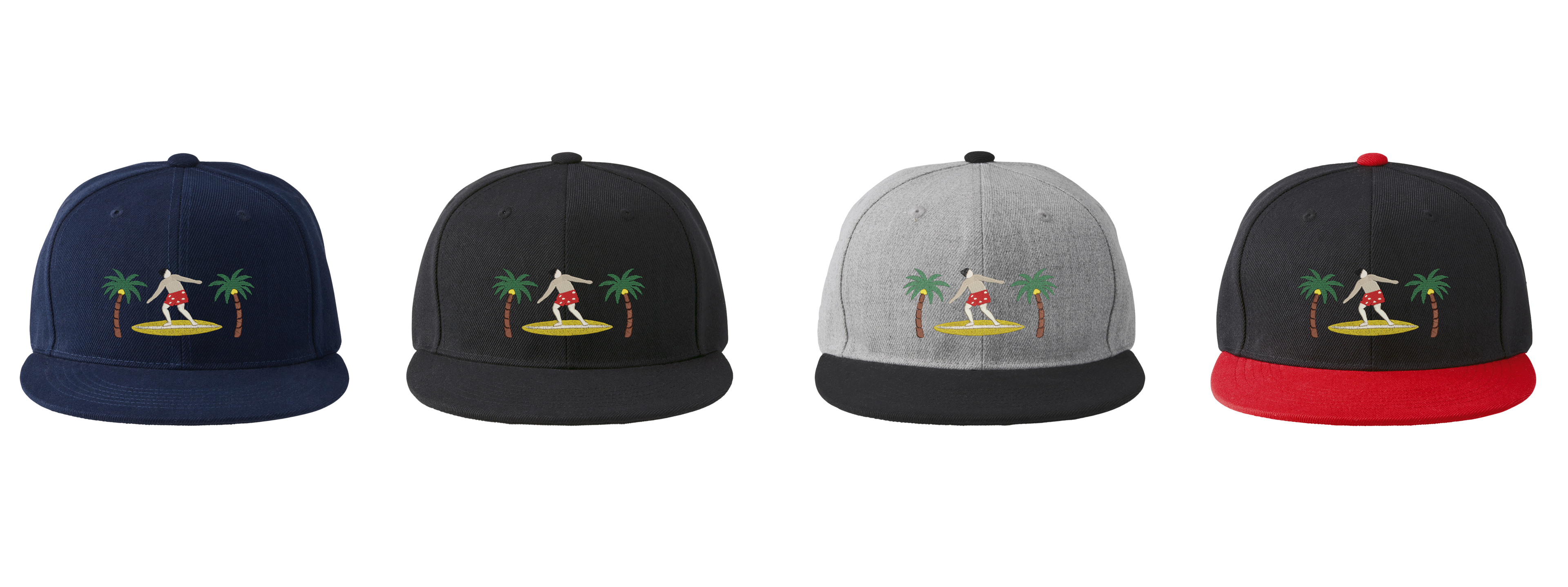 Surfing Vibes Embroidered Flat Brim Baseball Cap