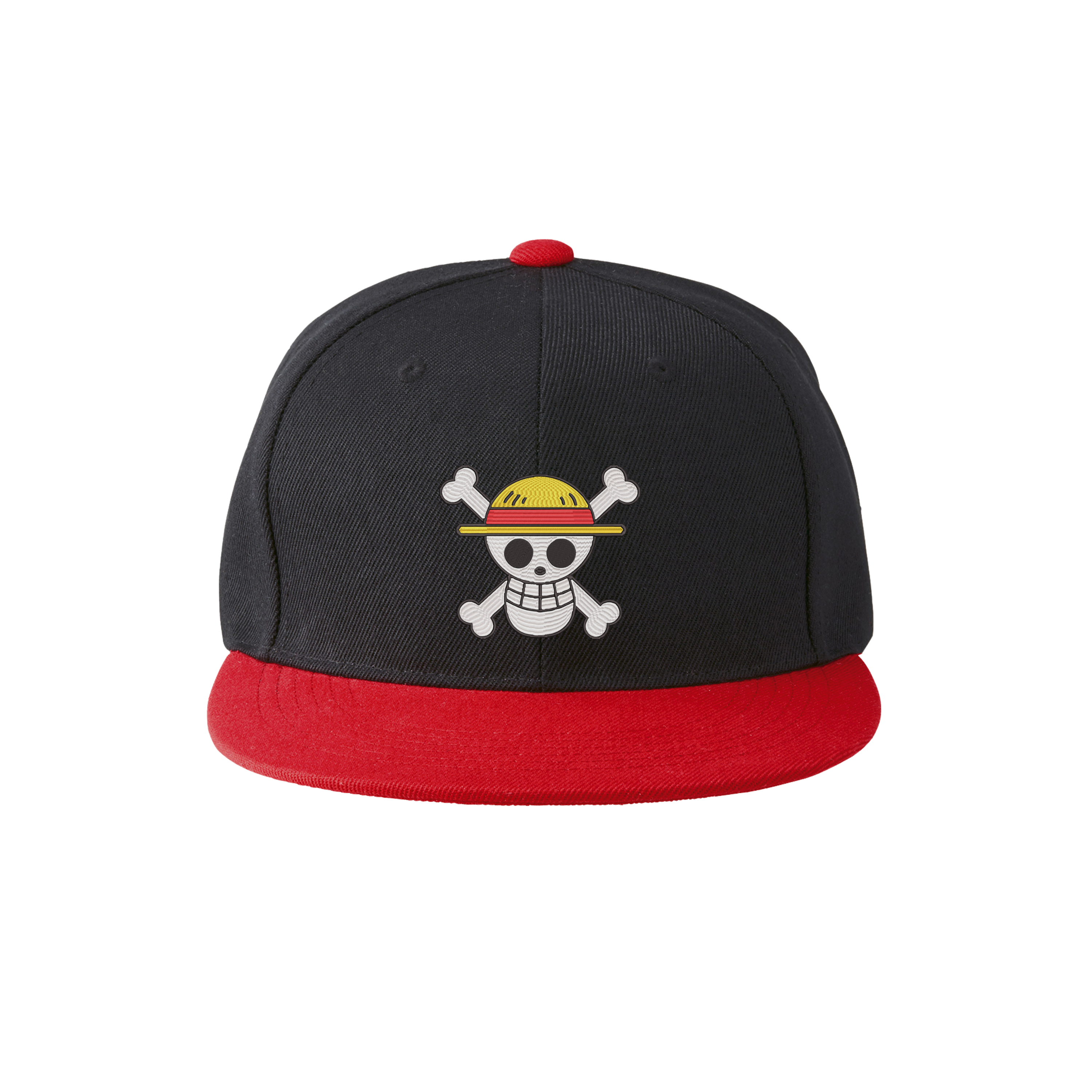 One Piece Straw Hat Pirates Embroidered Flat Brim Baseball Cap