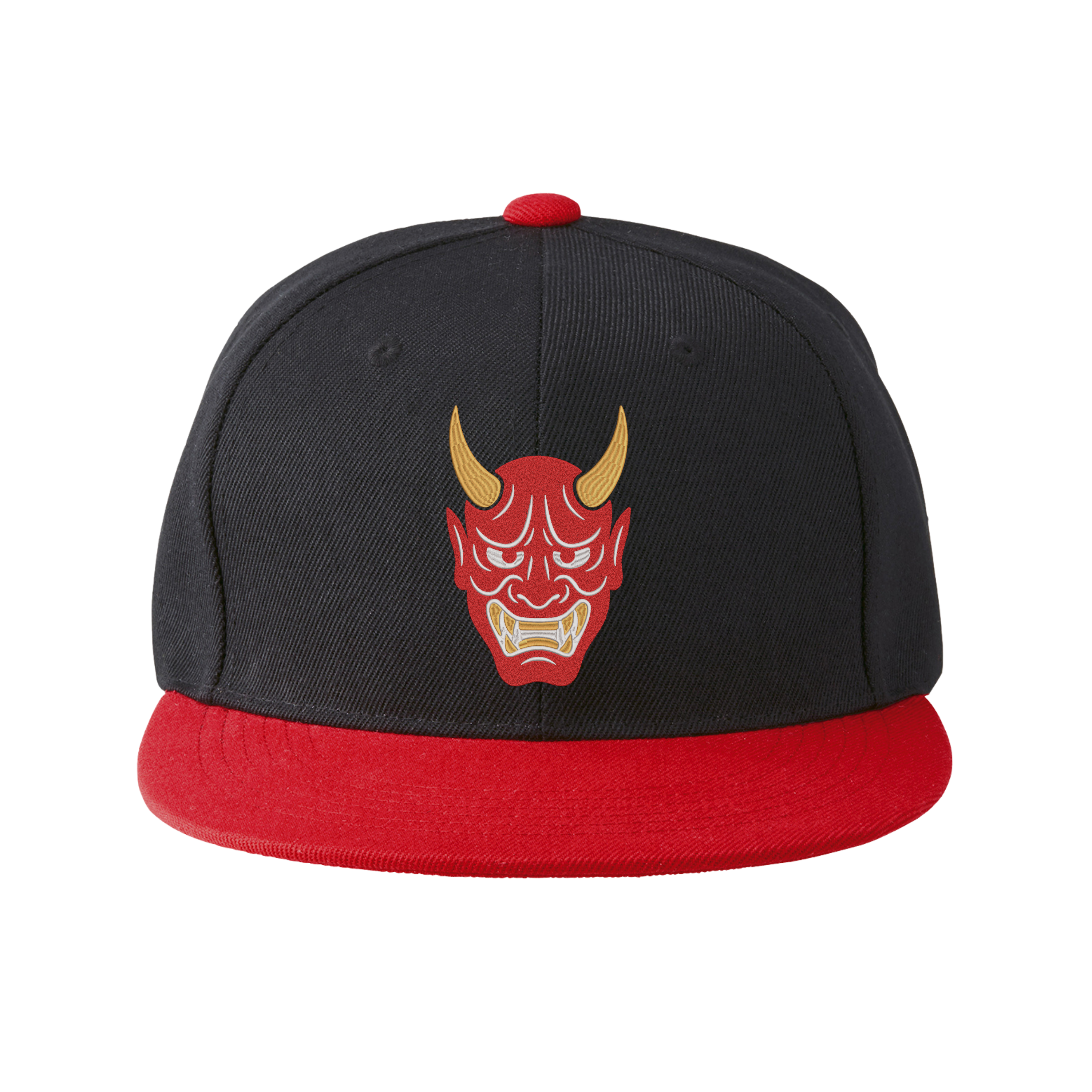 Japanese Red Oni 赤鬼 Embroidered Flat Brim Baseball Cap