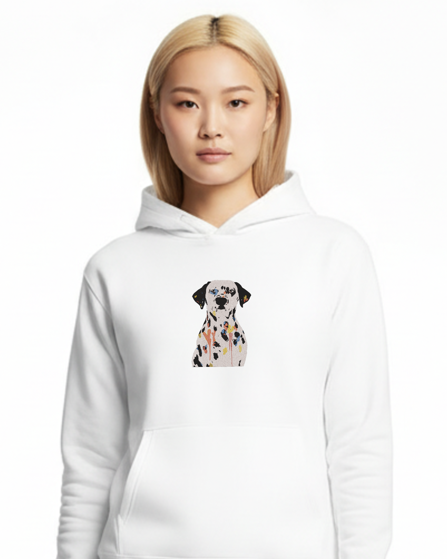 Colorful Dalmatian Acrylic Portrait Embroidered Hoodie | Sweatshirt | T-shirt