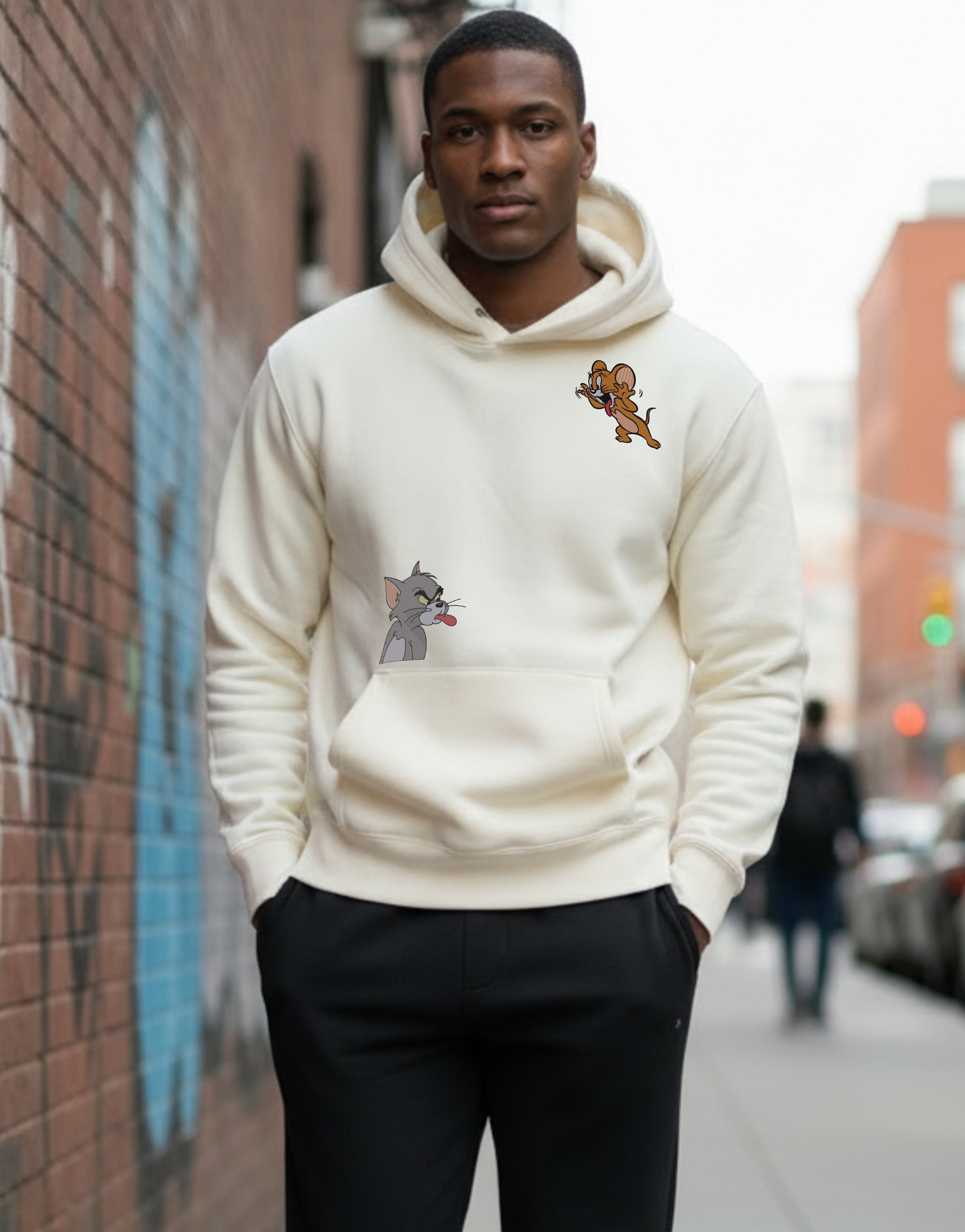 Embroidered Tom & Jerry Hoodie and Sweatshirt
