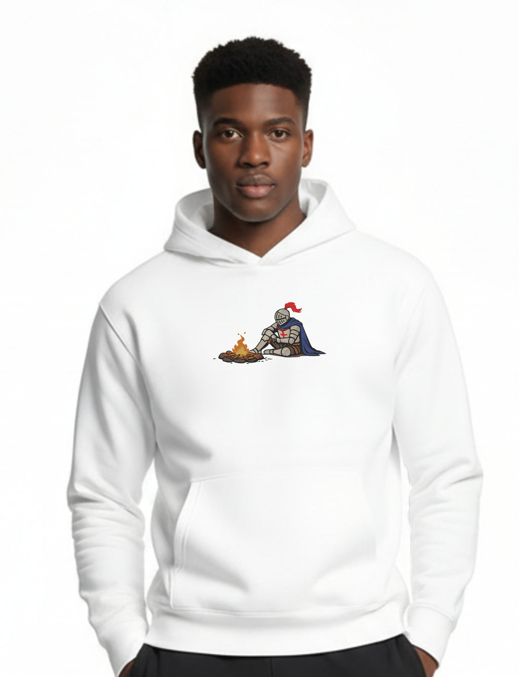 Dark Fantasy Embroidered Hoodie Templar Knight By Fire Sweatshirt Medieval Knighthood