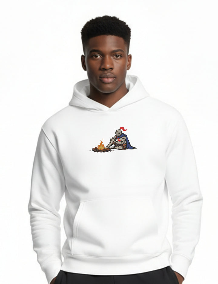 Sudadera con capucha bordada de fantasía oscura, caballero templario por el fuego, caballero medieval