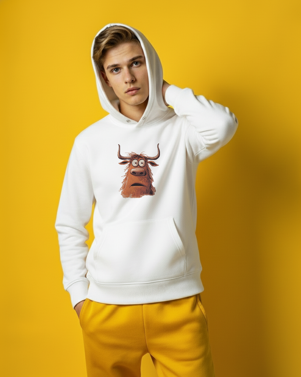 Sudadera con capucha y bordado de vaca de las Tierras Altas | Sudadera