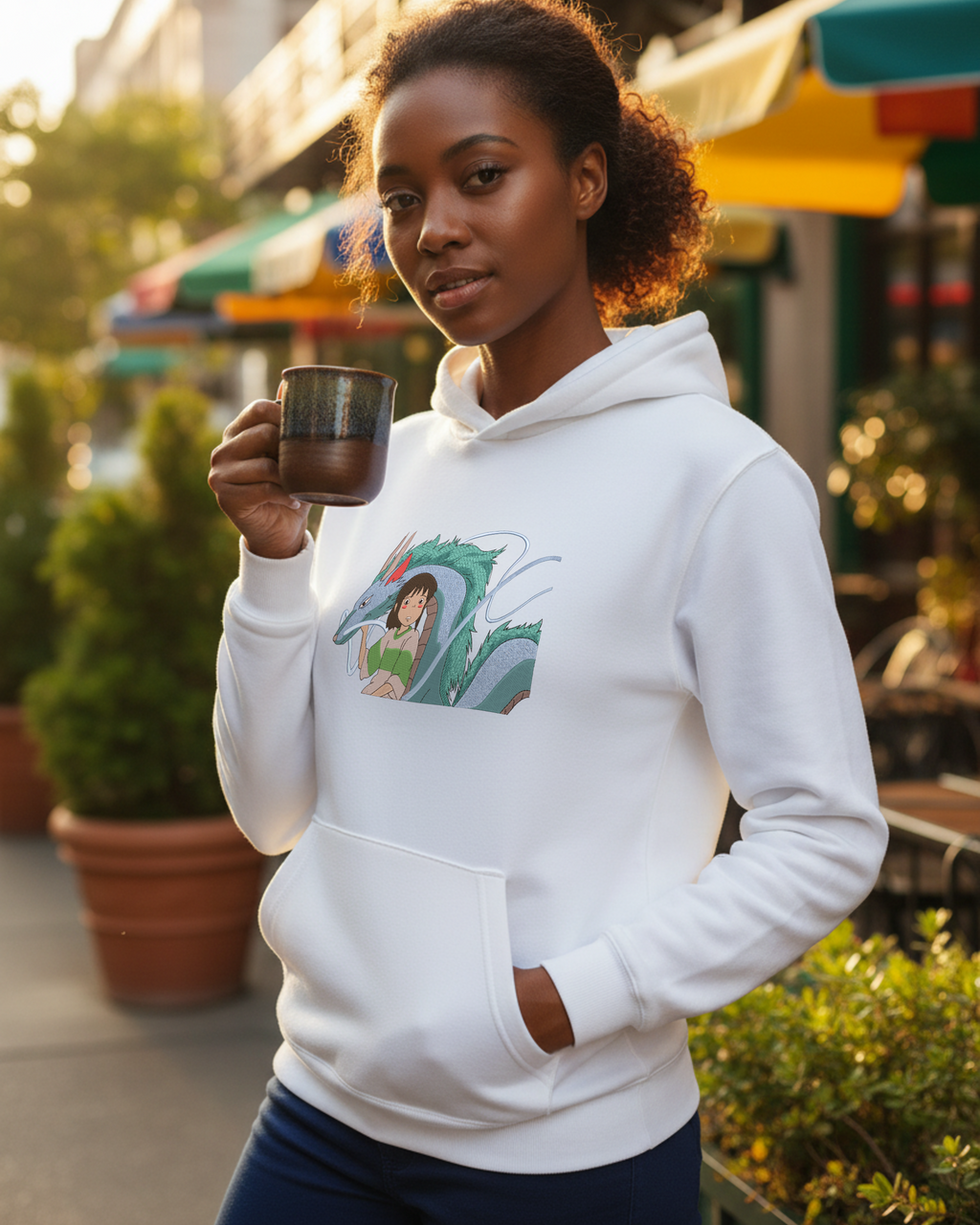 ジブリ 千と千尋の神隠し 千尋 ハク 龍刺繍パーカー | スウェットシャツ