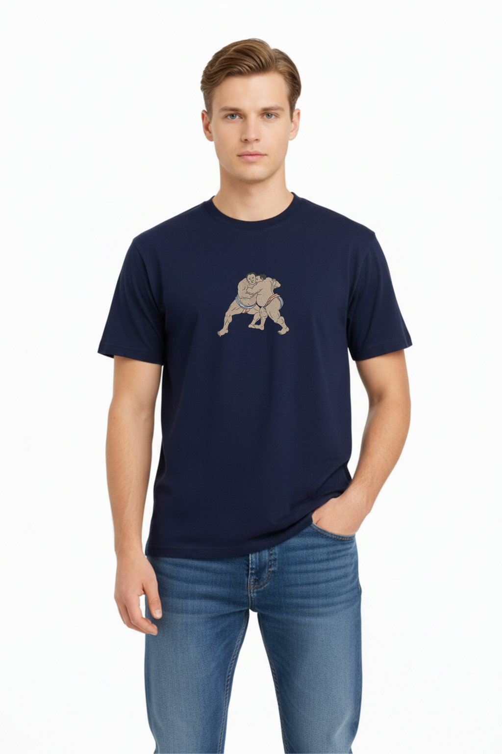 Sumo Japanese Rikishi Wrestling Streetwear Premium Cotton Heavyweight Embroidered T shirt