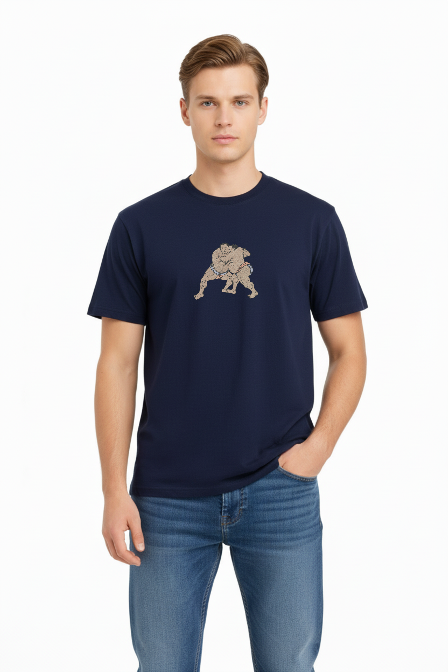 Sumo Japanese Rikishi Wrestling Streetwear Premium Cotton Heavyweight Embroidered T shirt