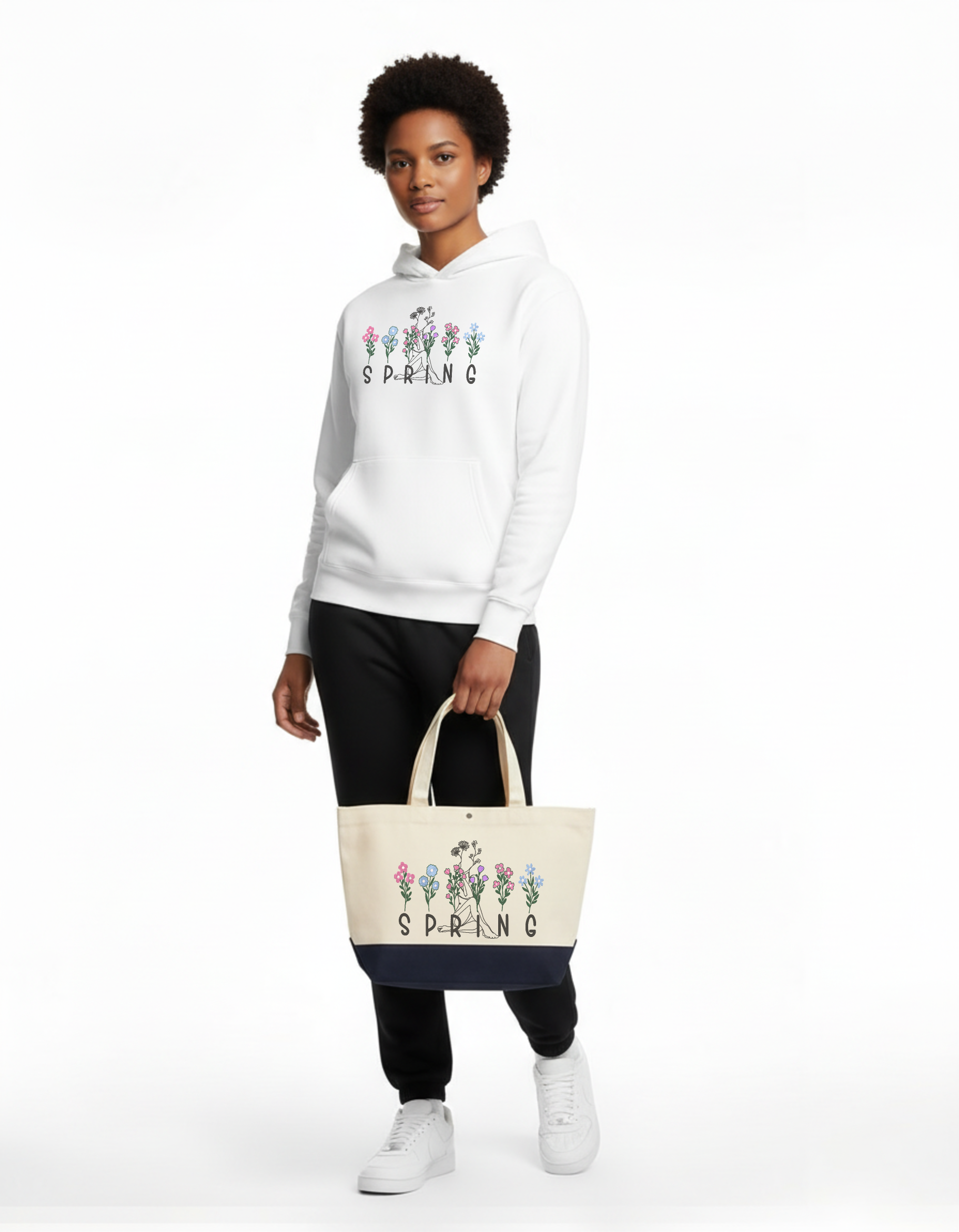 Spring Floral Boho Embroidered Hoodie | Sweatshirt | T-shirt
