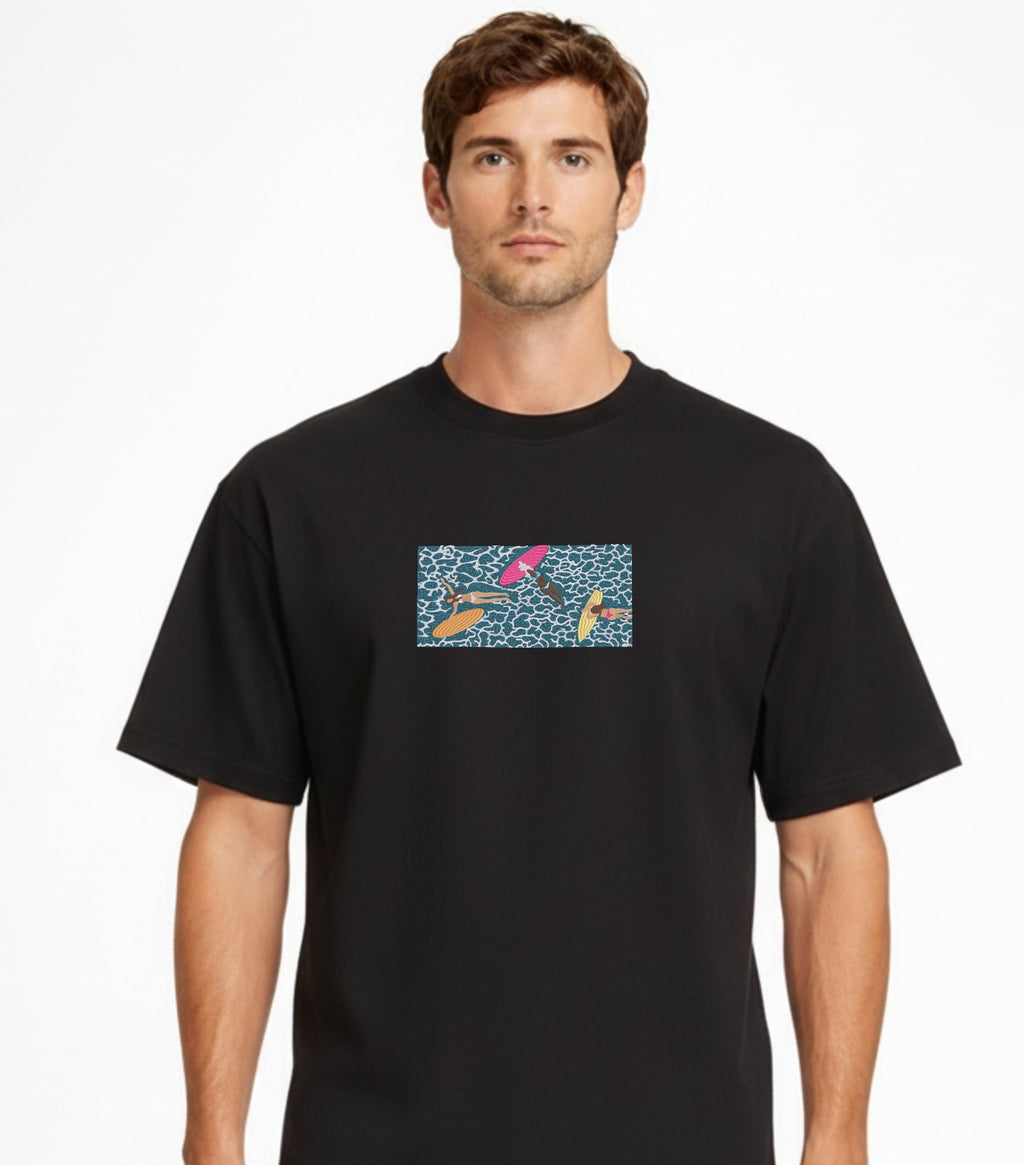 Embroidered Summer Pool Party Premium Cotton T shirt