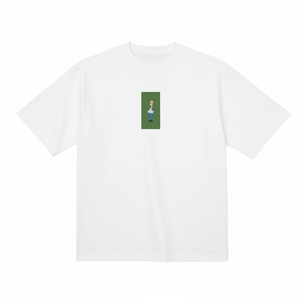Homer Simpson Hiding in Bush Premium Cotton Heavyweight Embroidered T shirt