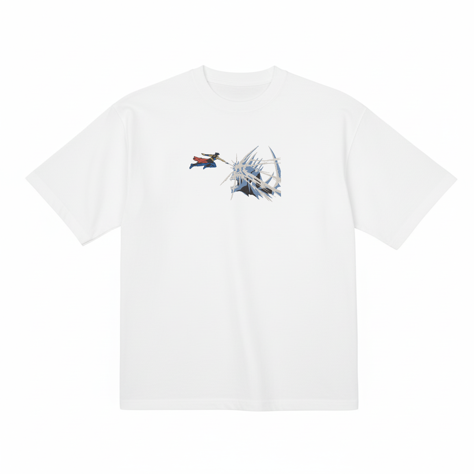 Anime Fantasy Skull Fight Premium Cotton Heavyweight Embroidered T shirt