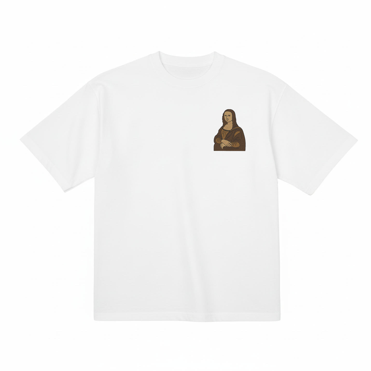 Mona Lisa Leonardo Da Vinci Premium Cotton Heavyweight Embroidered T shirt