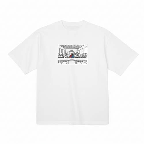 Camiseta bordada de algodón premium de alta calidad de La Última Cena de Leonardo Da Vinci