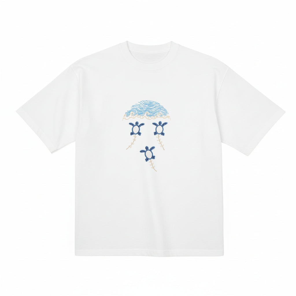 ウミガメの赤ちゃん柄Tシャツ 親子お揃い 大人用・キッズ用
