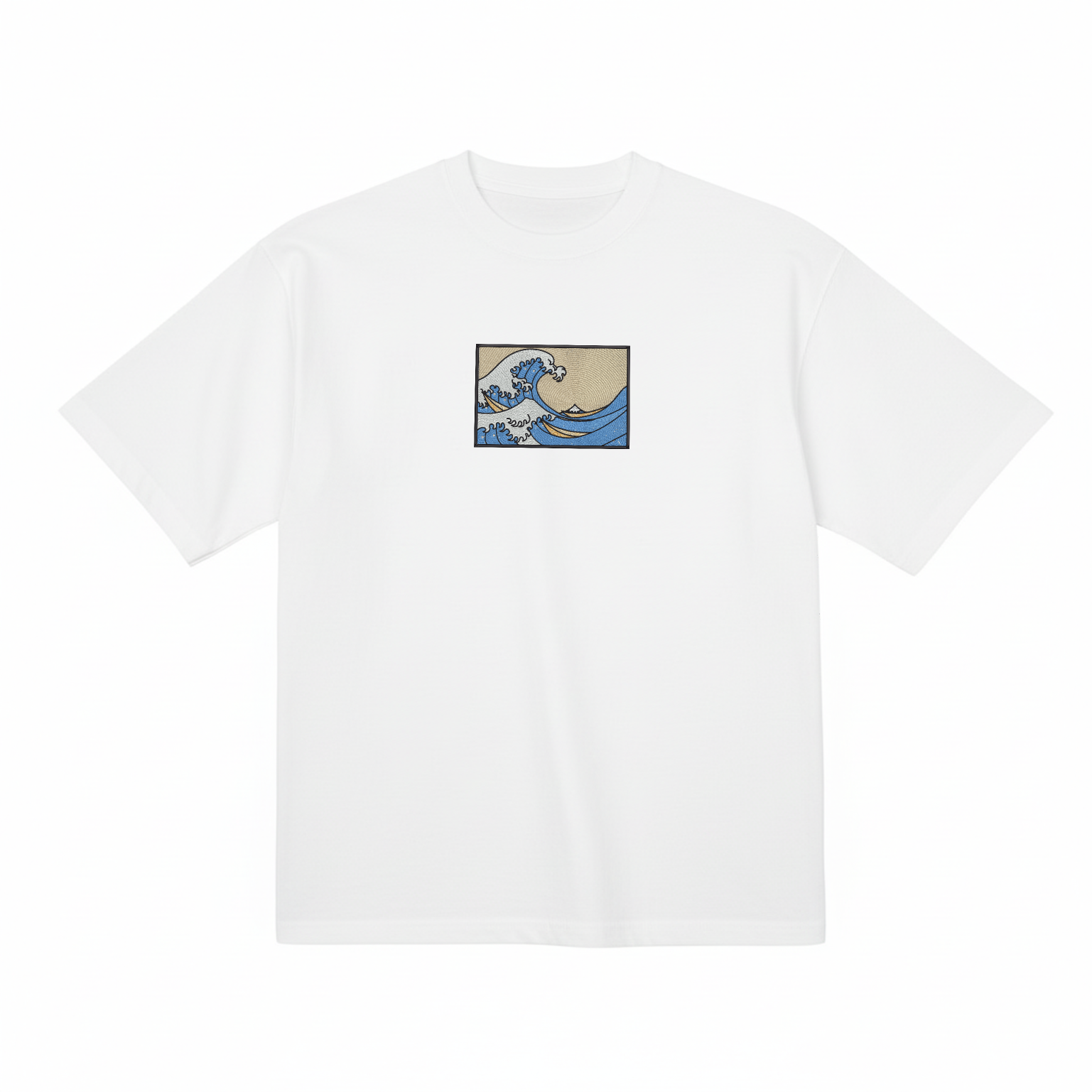 The Great Wave Off Kanagawa Premium Cotton Heavyweight Embroidered T shirt