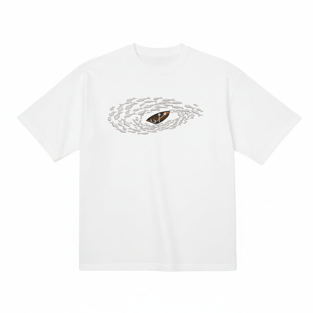 Boat Fishing Embroidered Cotton T shirt