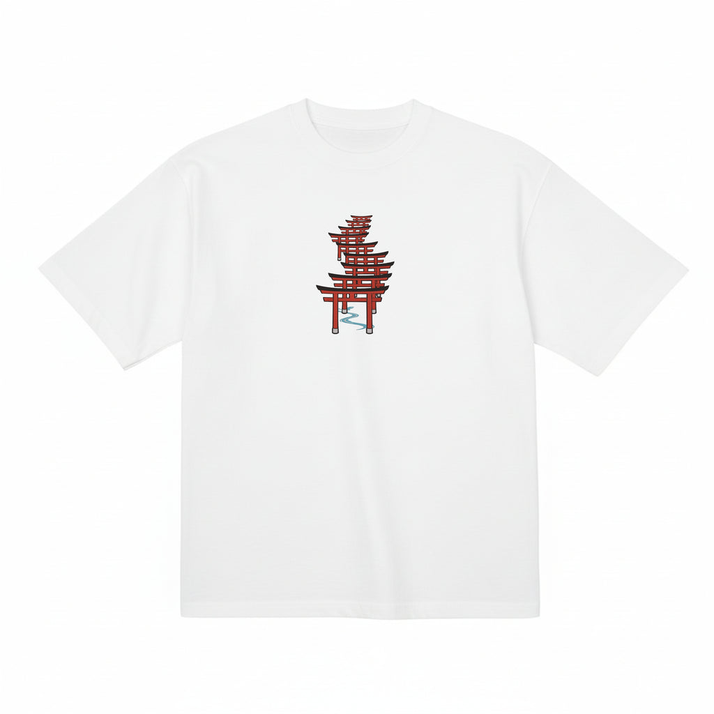 Japanese Torii Gate Premium Cotton Heavyweight Embroidered T shirt