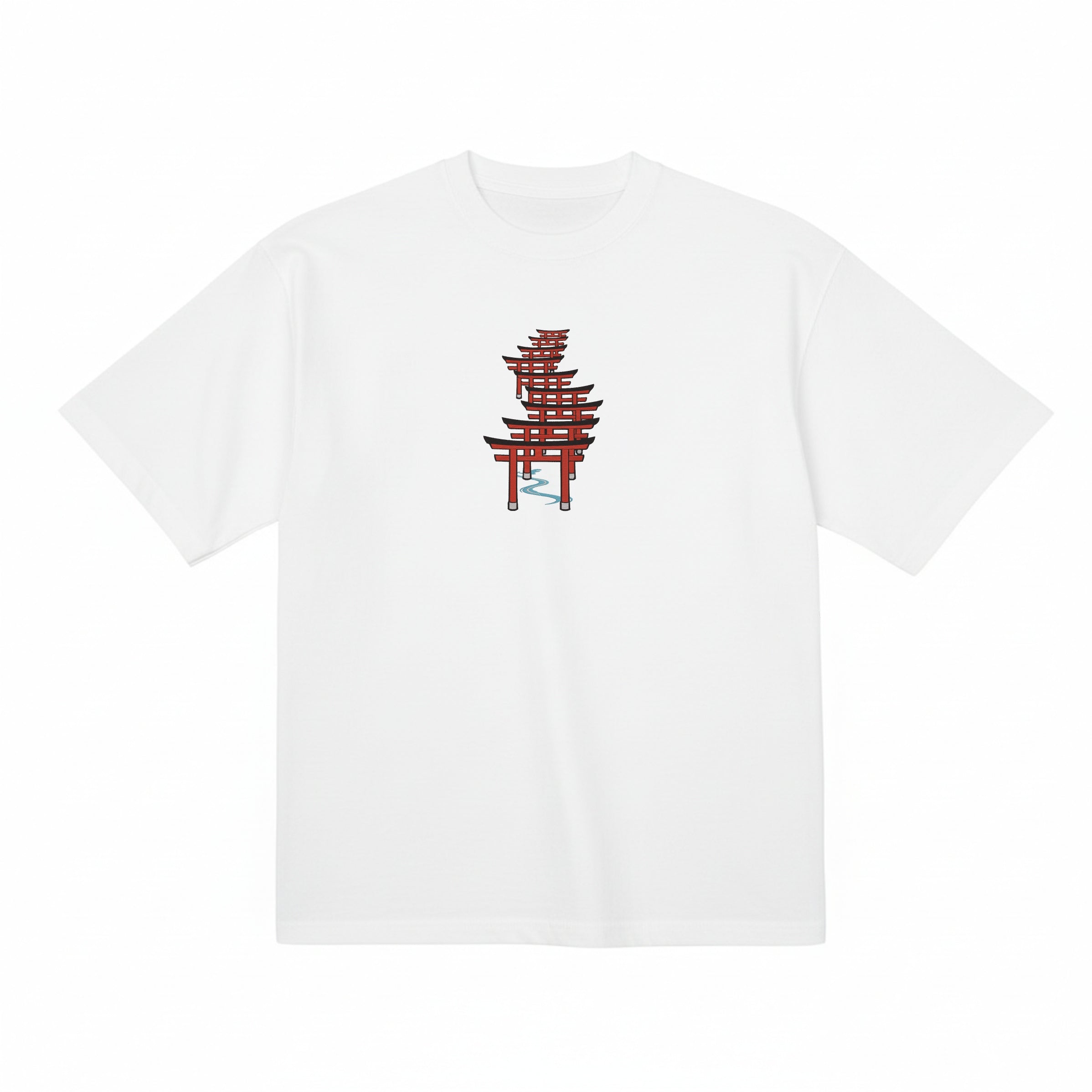 Japanese Torii Gate Premium Cotton Heavyweight Embroidered T shirt