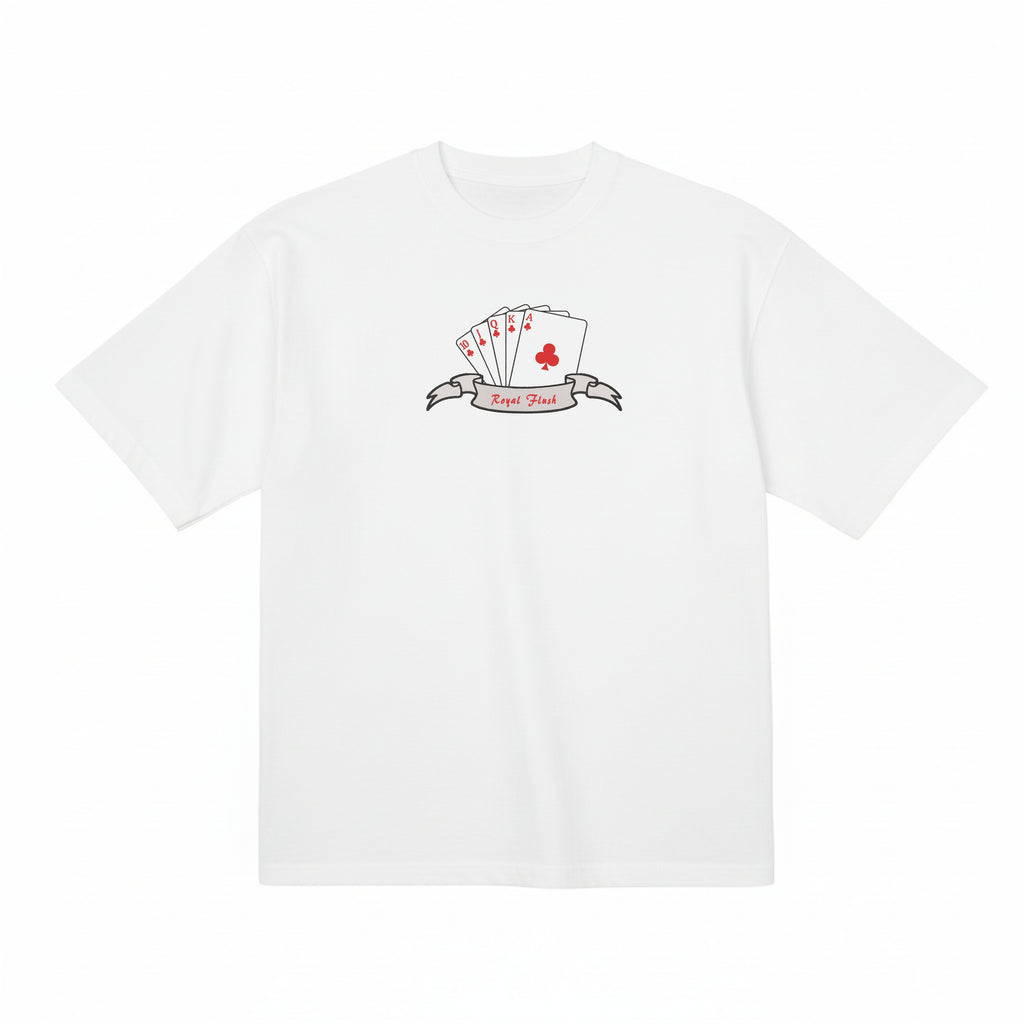 Royal Flush Cards Embroidered Premium Cotton Heavyweight T shirt