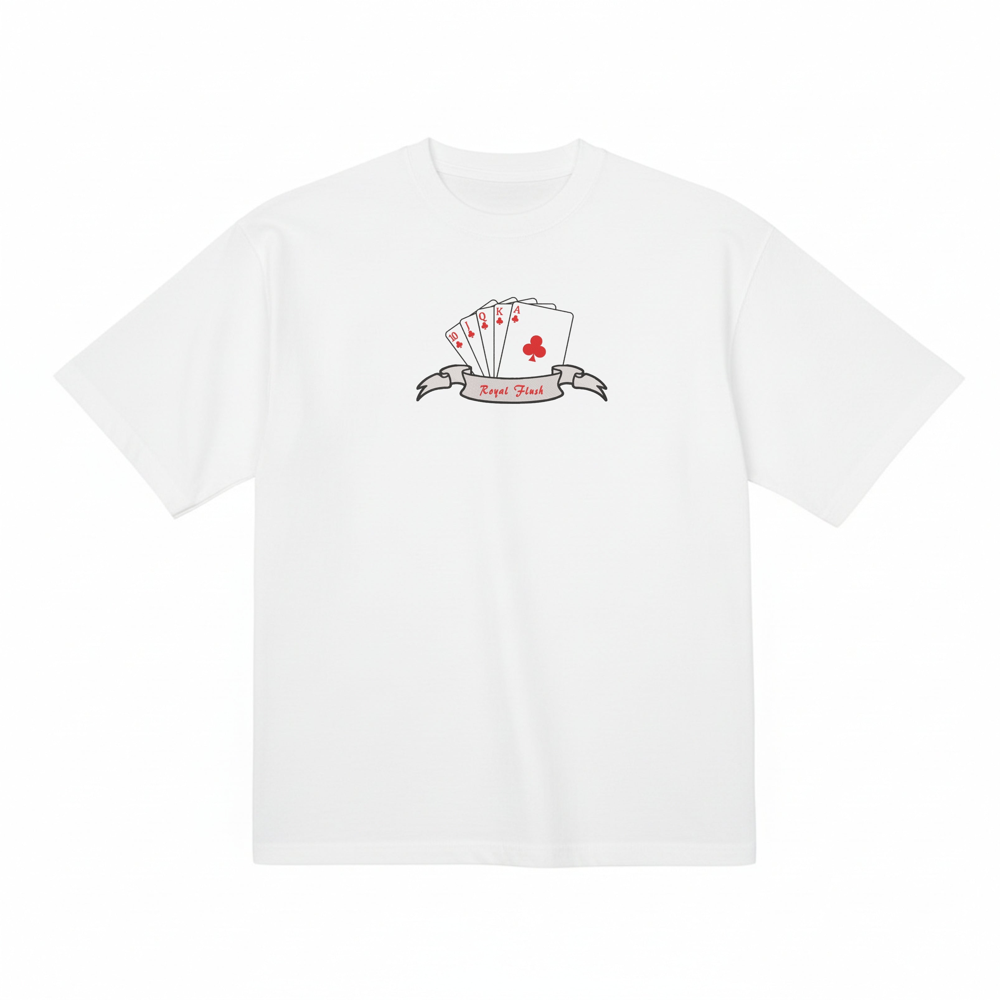 Royal Flush Cards Embroidered Premium Cotton Heavyweight T shirt