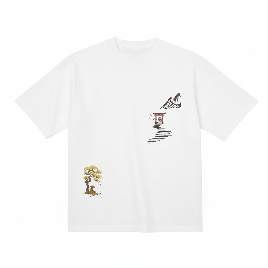Japanese Samurai Embroidered Heavyweight Premium Cotton T shirt