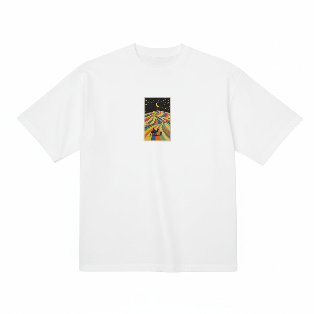 Embroidered Rainbow Desert Valley Premium Cotton Heavyweight T shirt