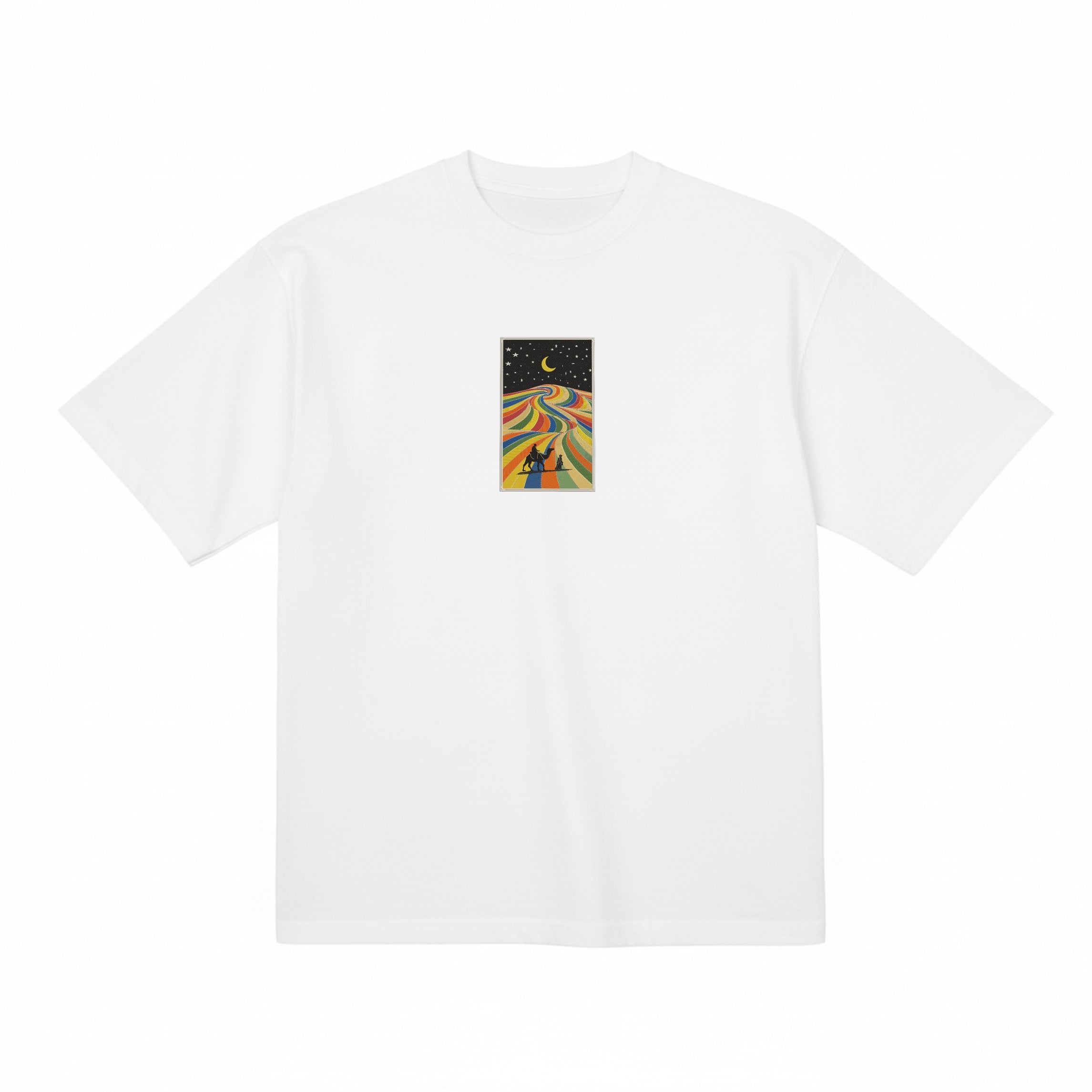 Embroidered Rainbow Desert Valley Premium Cotton Heavyweight T shirt