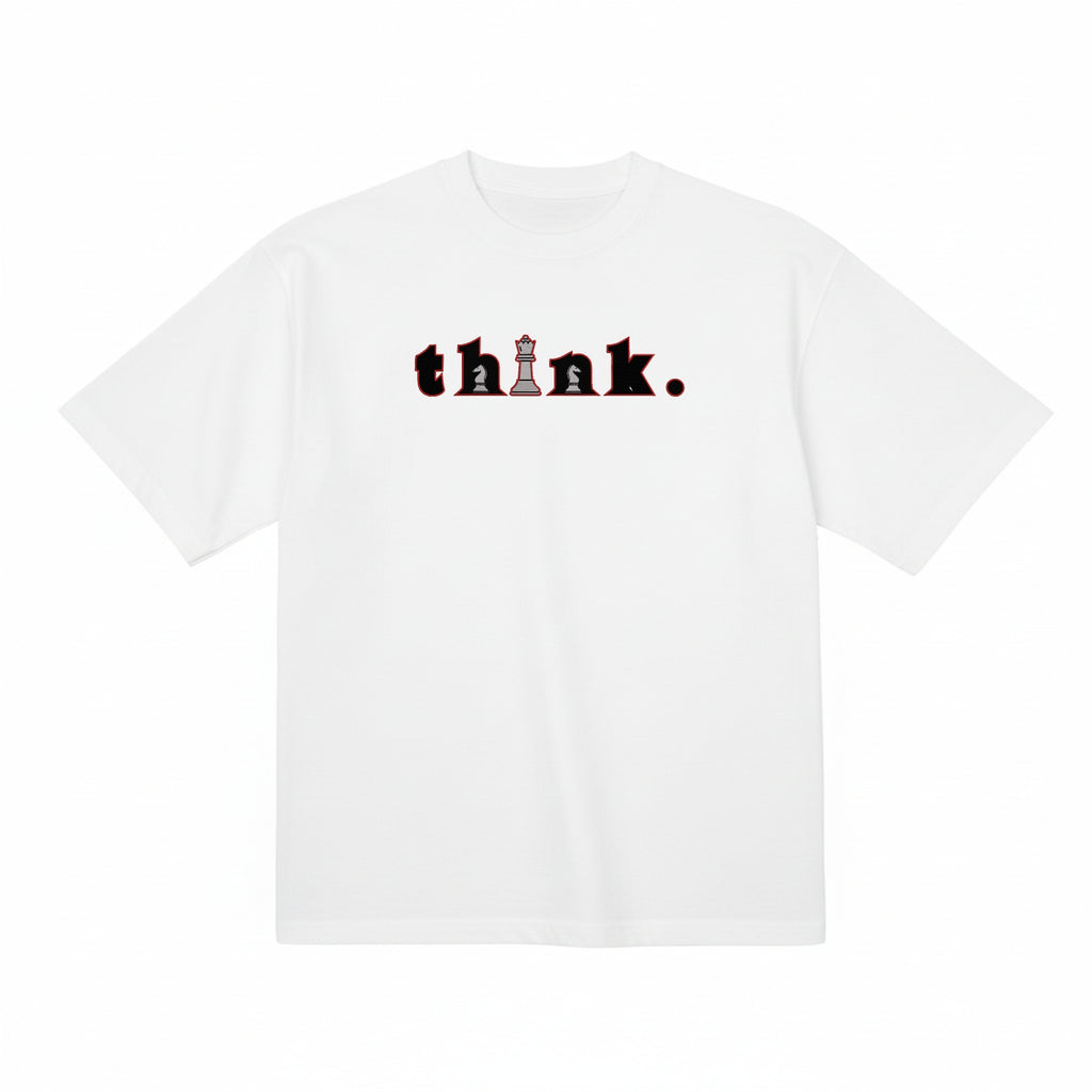 Checkmate Chess Think Premium Cotton Heavyweight Embroidered T shirt