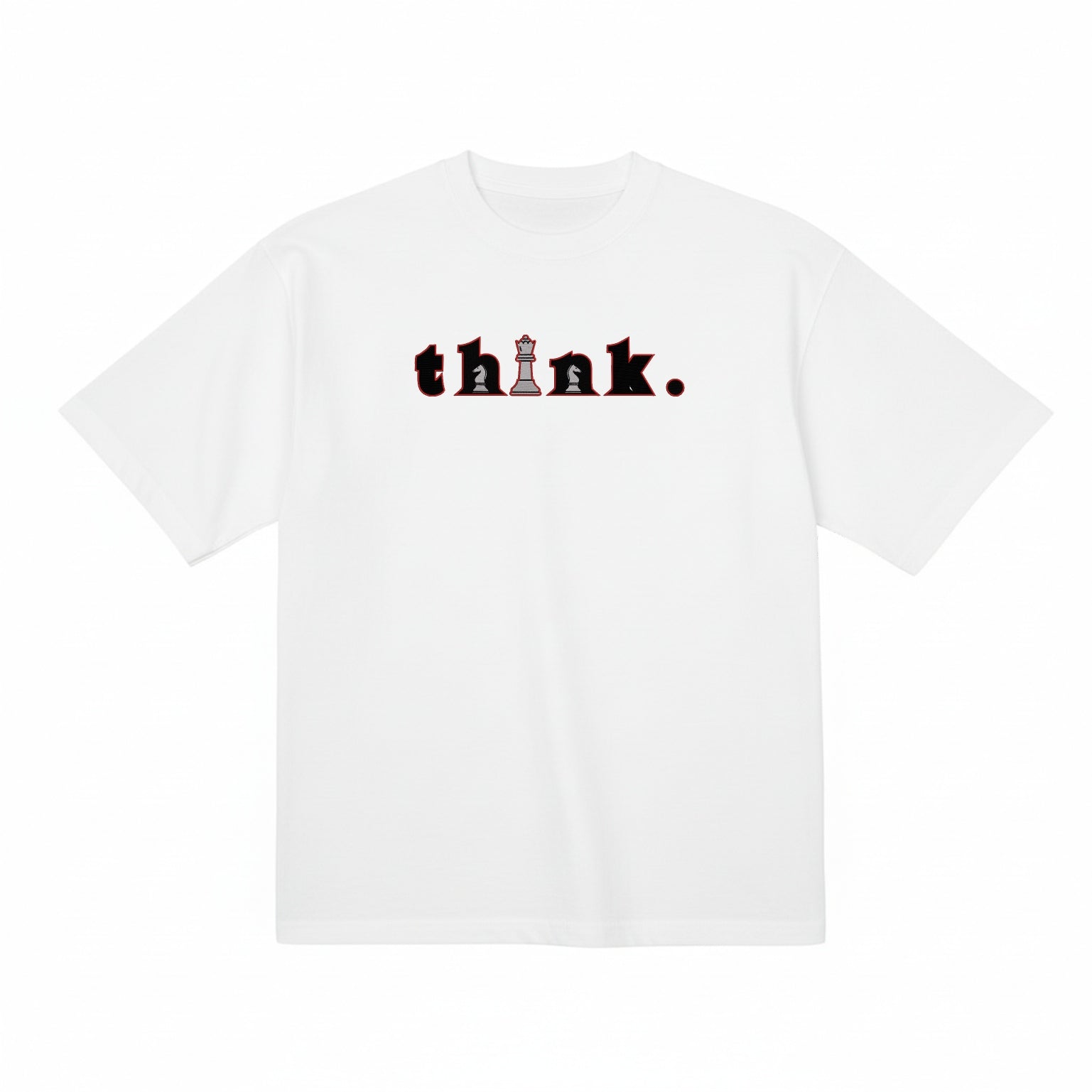 Checkmate Chess Think Premium Cotton Heavyweight Embroidered T shirt