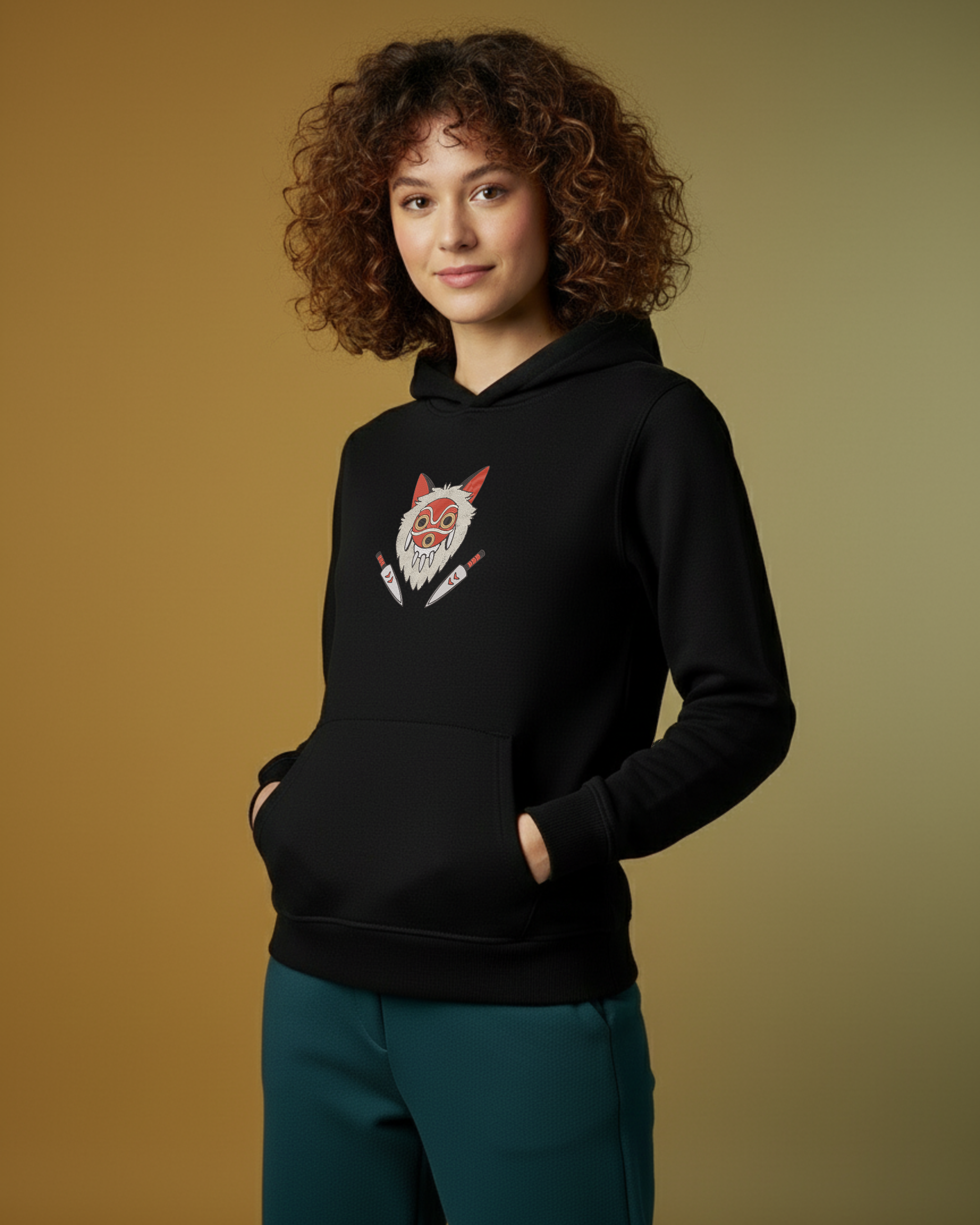 ジブリ もののけ姫 マスク 刺繍 パーカー | スウェットシャツ