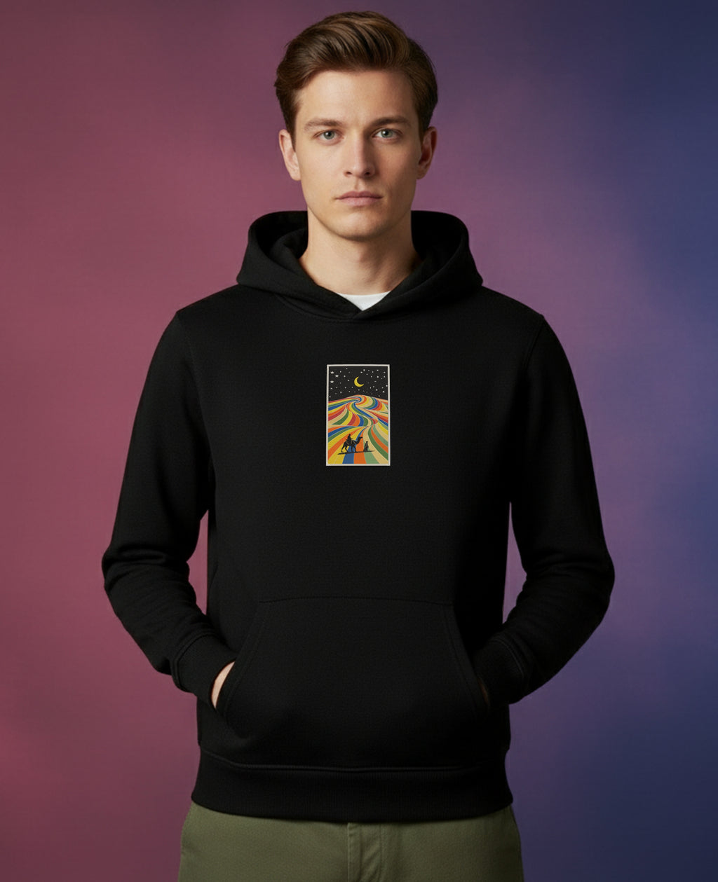 Embroidered Rainbow Valley Heavyweight Hoodie and Sweatshirt