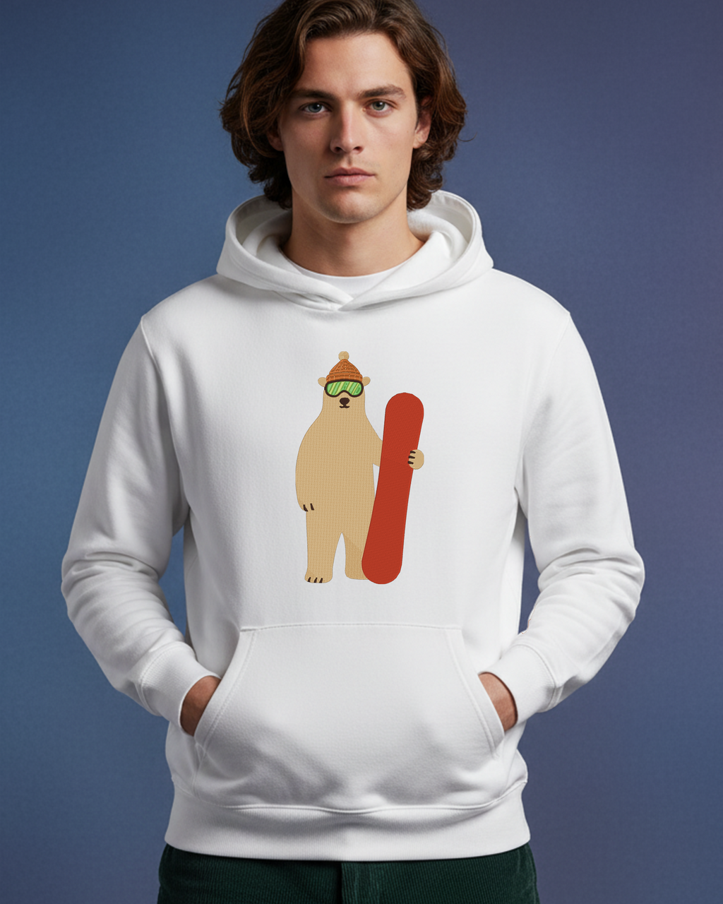 スノーボードをしたクマの刺繍パーカー | スウェットシャツ | Tシャツ