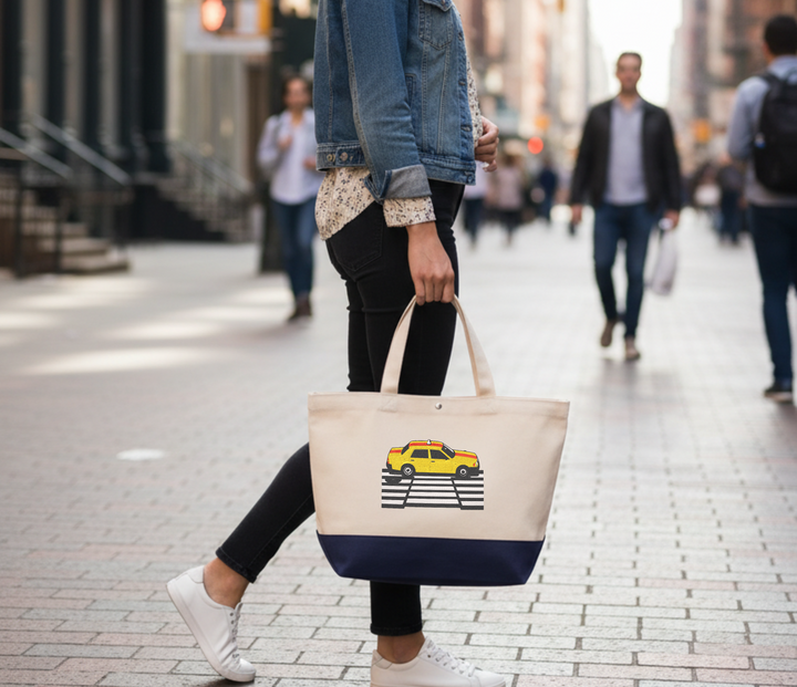Tokyo Yellow Taxi Shibuya Crossing Embroidery Tote Bag