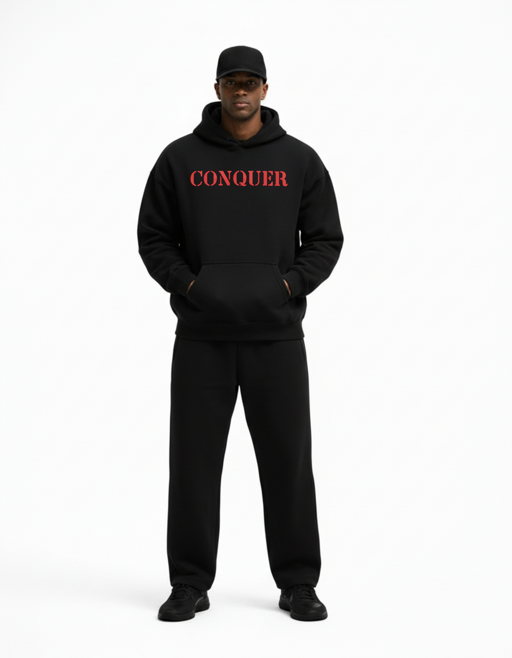 CONQUER Gym Motivation 3D Embroidered Hoodie | Sweatshirt