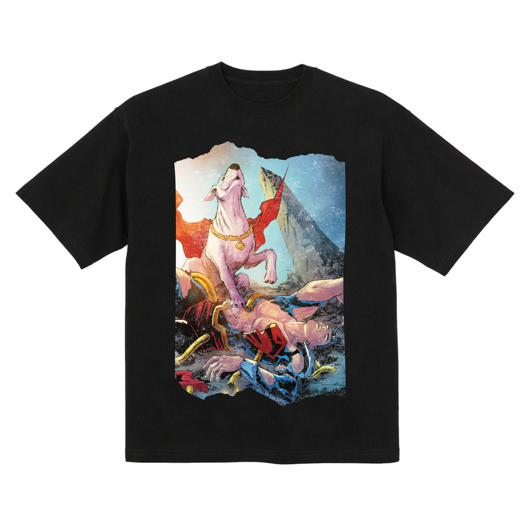 Vintage Death of Supeboy Prime Krypto Morns DC Comics Organic Cotton Print T Shirt 200gsm