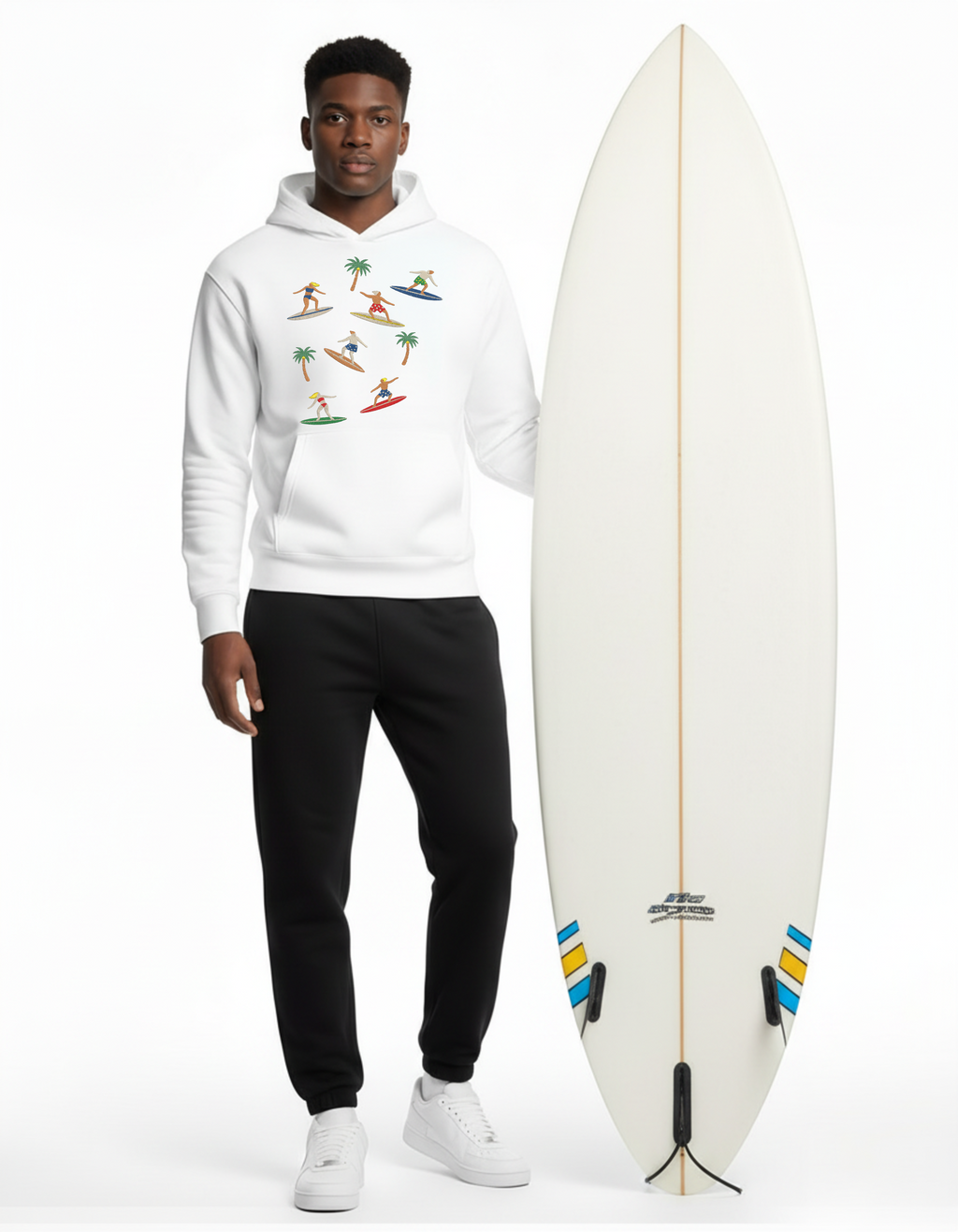 No Surf No Life Surfing Vibes Premium Heavyweight Embroidered Hoodie and Sweatshirt