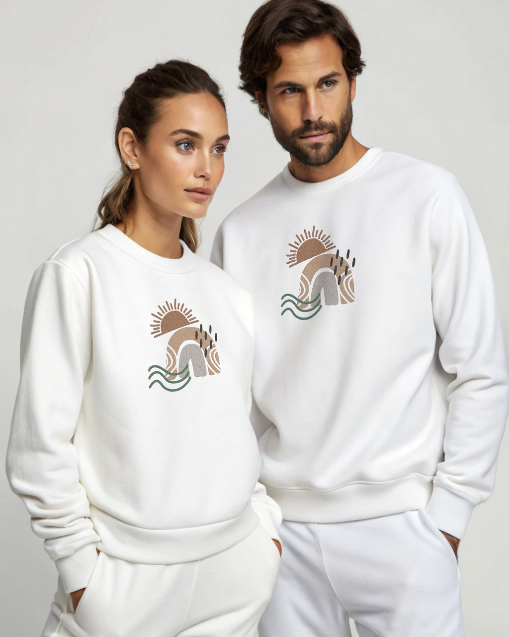 抽象的なボヘミアンサンライズウェーブTシャツ刺繍パーカー | スウェットシャツ